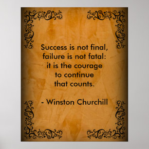 Winston Churchill Quote, framgångsrik Rulla och st Poster