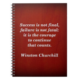 Winston Churchill Quote; lyckades Anteckningsbok Med Spiral