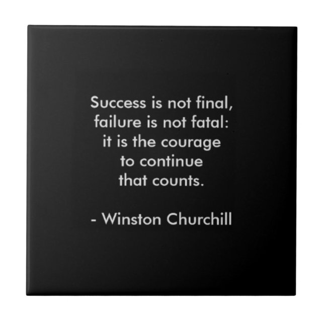 Winston Churchill Quote; lyckades Kakelplatta (Framsidan)