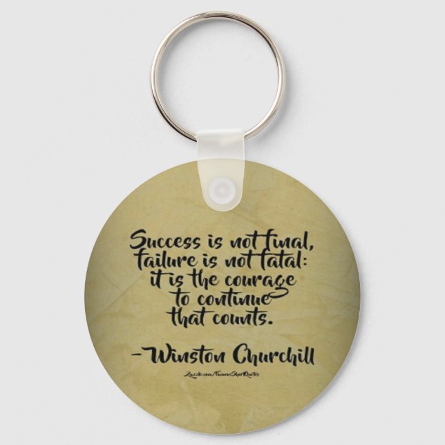 Winston Churchill Quote; lyckades Nyckelring (Framsida)