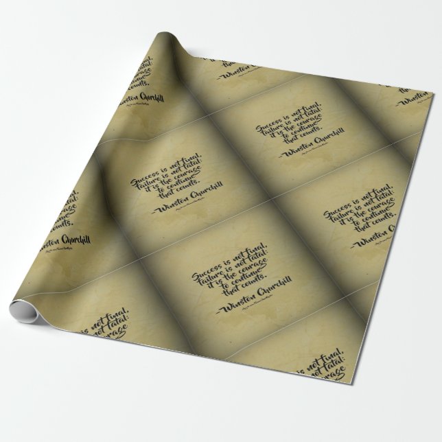 Winston Churchill Quote; lyckades Presentpapper (Utrullad)