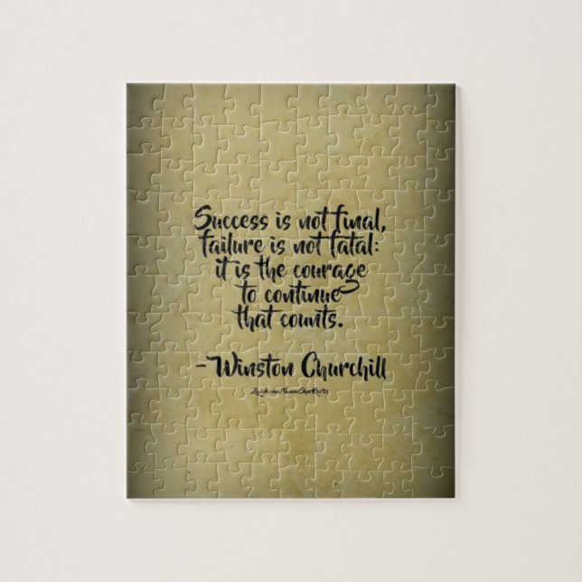 Winston Churchill Quote; lyckades Pussel (Vertikal)