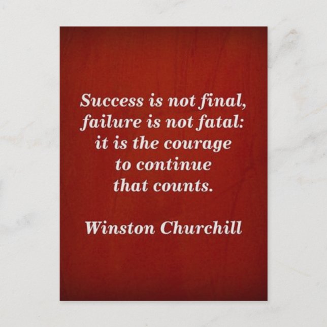 Winston Churchill Quote; lyckades Vykort (Framsida)