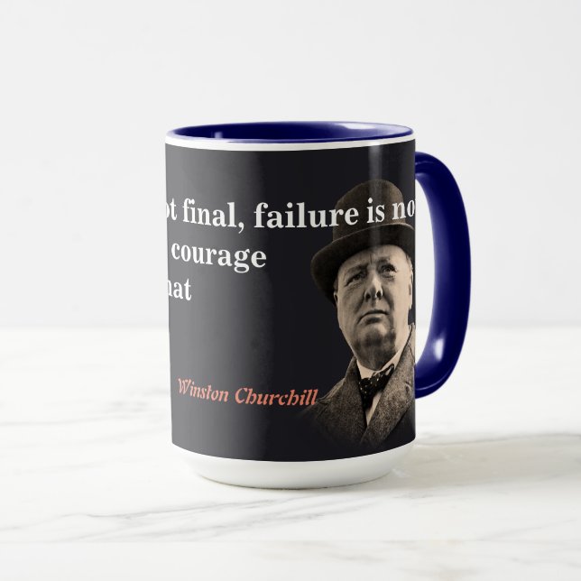 Winston Churchill Quote on Courage Mugg (Framsida höger)