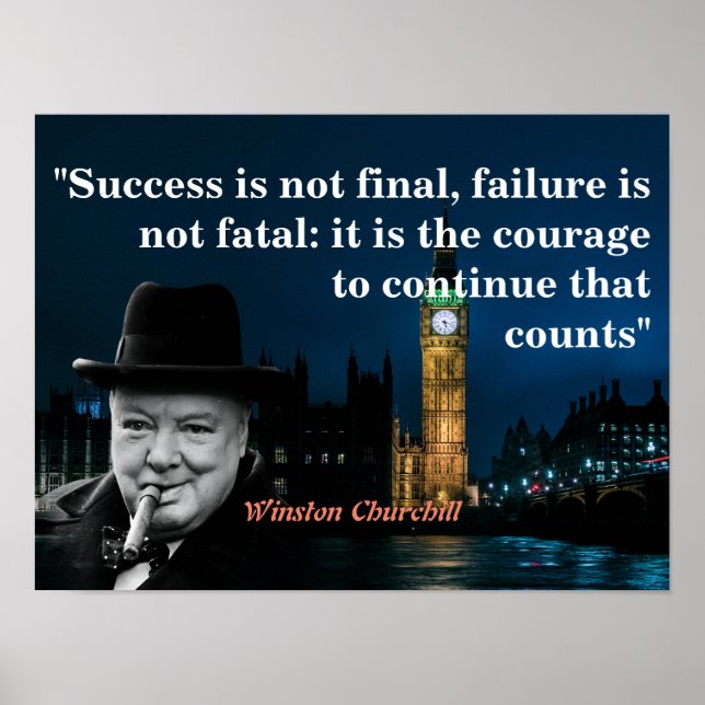 Winston Churchill Quote On Courage Poster (Framsidan)