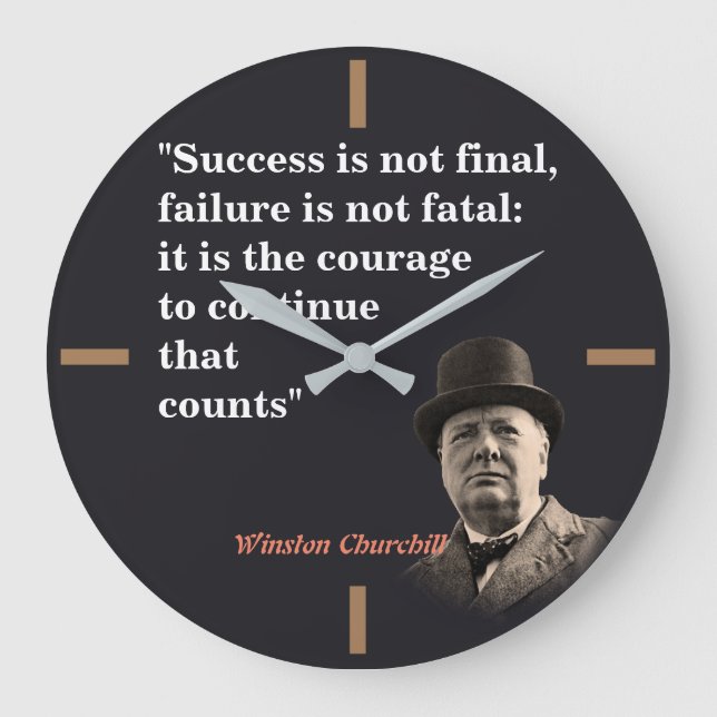 Winston Churchill Quote on Courage Stor Klocka (Framsida)
