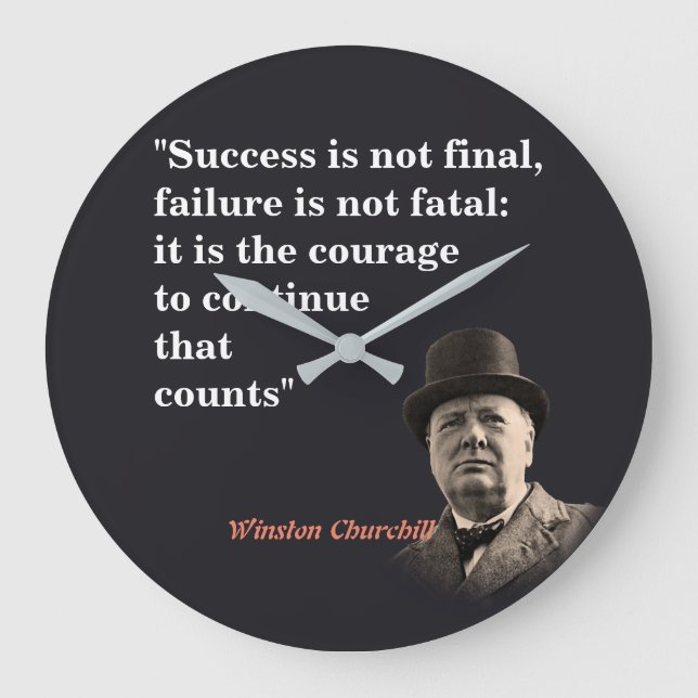 Winston Churchill Quote on Courty Stor Klocka (Framsida)