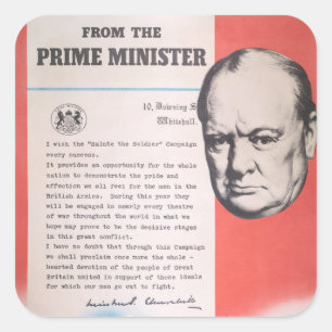 Winston Churchill, Reprint of British WW2 poster Fyrkantigt Klistermärke