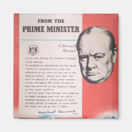 Winston Churchill, Reprint of British WW2 poster Magnet
