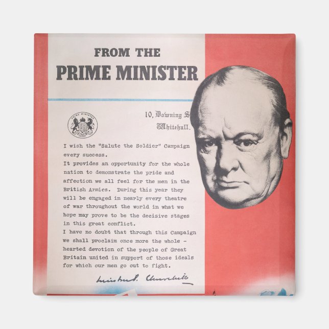 Winston Churchill, Reprint of British WW2 poster Magnet (Framsidan)