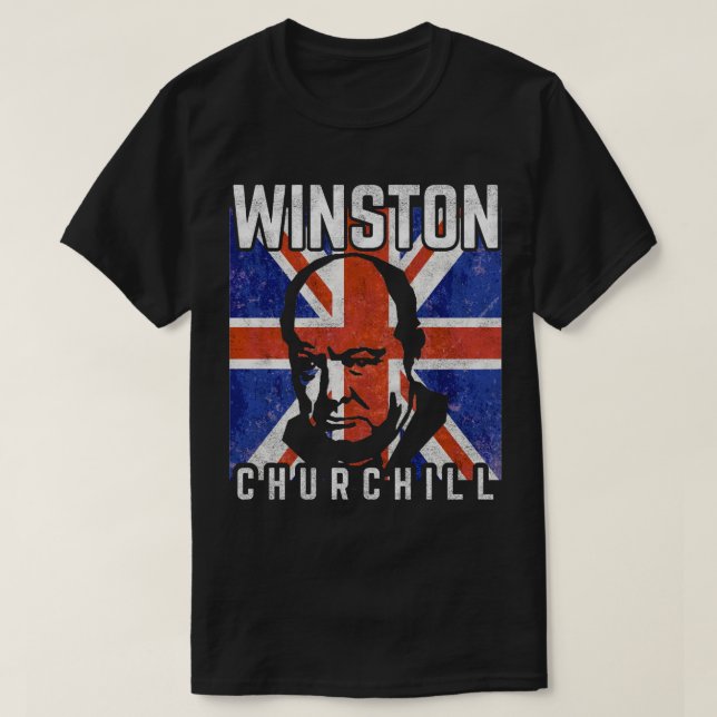 Winston Churchill Retro UK flagga T Shirt (Design framsida)