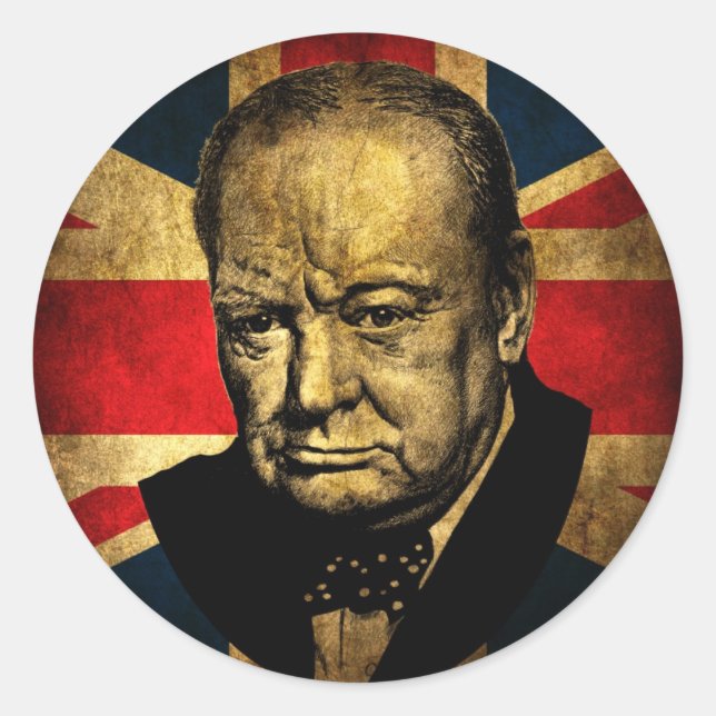 Winston Churchill Runt Klistermärke (Framsida)