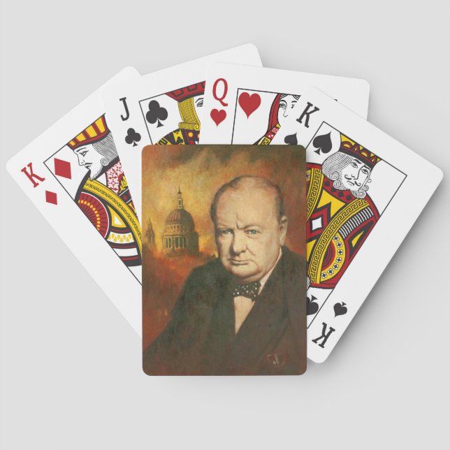 Winston Churchill som leker kort Casinokort (Baksidan)