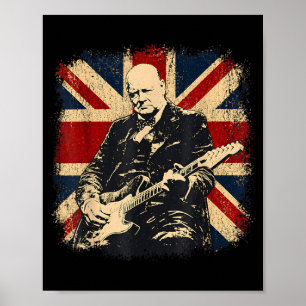 Winston Churchill spelar elgitarr rocker Poster