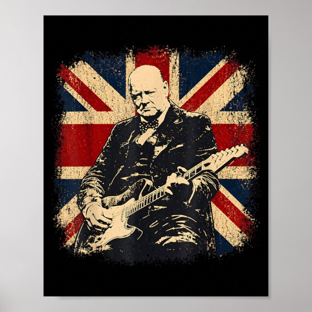 Winston Churchill spelar elgitarr rocker Poster (Framsidan)