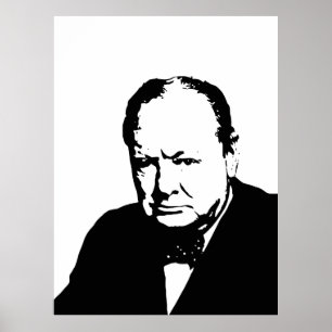 Winston Churchill svartvit vektorkonst Poster