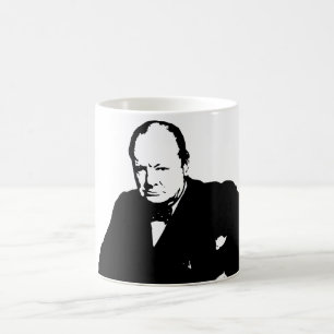Winston Churchill -- Svartvitt Kaffemugg