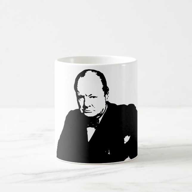 Winston Churchill -- Svartvitt Kaffemugg (Center)