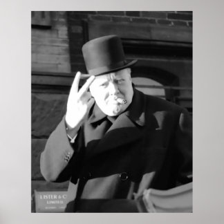 Winston Churchill V Day V Sign 1945 Poster