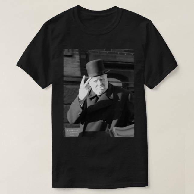 Winston Churchill V Day V Sign 1945 Poster T Shirt (Design framsida)