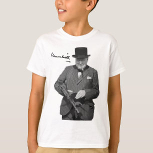 Winston Churchill with Tommy Gun European Hero T Shirt