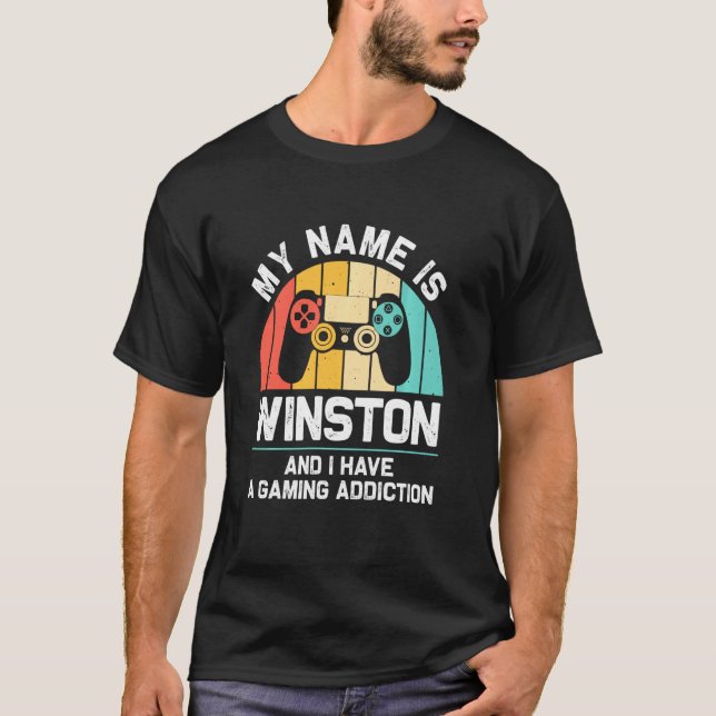 Winston Namn Personlig Funny Gaming Geek Birthd T Shirt (Framsida)