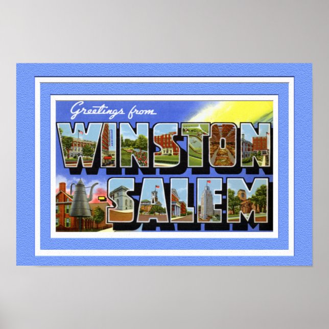 Winston Salem North Carolina Large Brev Hälsning Poster (Framsidan)