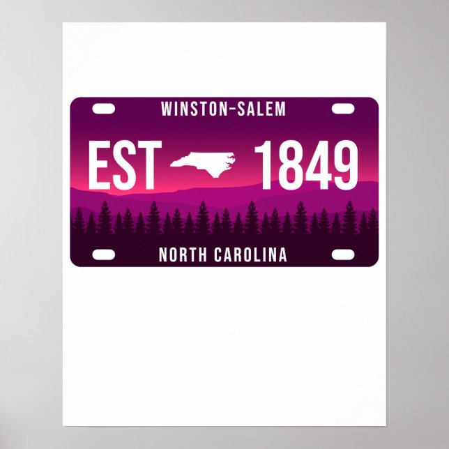 Winston-salem North Carolina License Plate Poster (Framsidan)