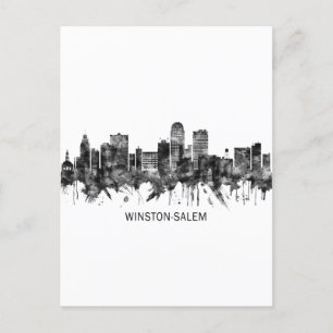 Winston-Salem North Carolina Skyline BW Helg Vykort