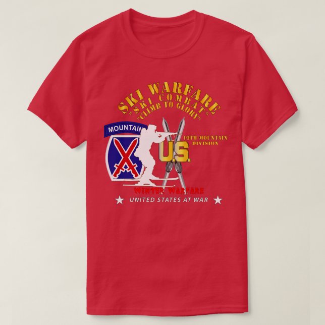Wint 10th Mountain Division Ski Warfare Ski Combat T Shirt (Design framsida)