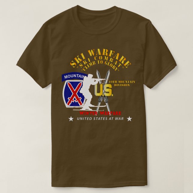 Wint 10th Mountain Division Ski Warfare Ski Combat T Shirt (Design framsida)