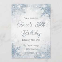 Winter 35th Birthday Invitation – Cool Gray Snow Inbjudningar