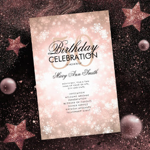 Winter 50 Birthday Programme Ro Guld Glam Menu Flygblad