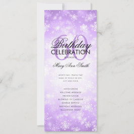 Winter 60 Birthday Programme Lila Wonderland Menu Inbjudningar