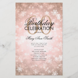 Winter 60 Birthday Programme Ro Guld Menu Flygblad