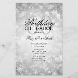 Winter 60 Birthday Programme Silver Wonderland Men Flygblad