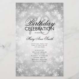 Winter 70 Birthday Programme Silver Wonderland Men Flygblad