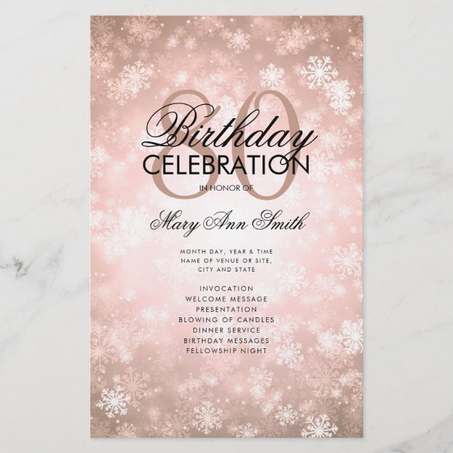 Winter 80 Birthday Programme Ro Guld Wonderland Flygblad (Framsidan)