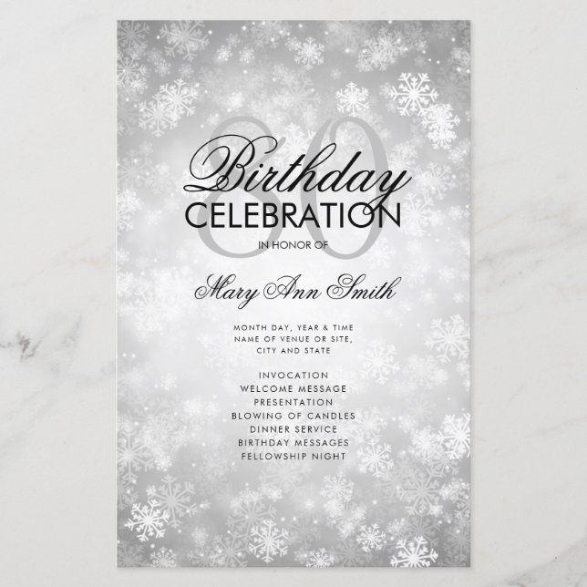 Winter 80 Birthday Programme Silver Wonderland Men (Framsida)