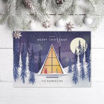Winter A Ram Ski Chalet Illustrated Photo Julkort<br><div class="desc">Anpassa till din familj eller ditt företag,  kort med originalillustration av A ram från Becky Nimoy. Foton på baksidan som tillval.</div>