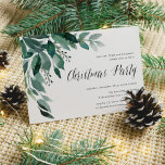 Winter Abundance | Julfest - inbjudan<br><div class="desc">Elegant- och julfestinbjudningar har vattenfärgen eukalyptus löv och gröntens lövning från det övre lämnat hörnet. Anpassa med din julfest som är i linje med högerna och som är märkt med "Jul Party" i chicens kalligrafi-skript. Inbjudningar går tillbaka till solid grönt av skog.</div>