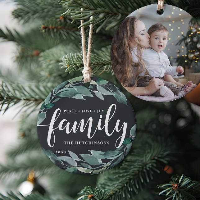 Winter Abundance | Peace Kärlek Joy Family Julgransprydnad Keramik (Skapare uppladdad)