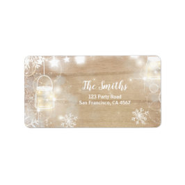 Winter Address Label snöflingor Rustic ljus Wood Adressetikett
