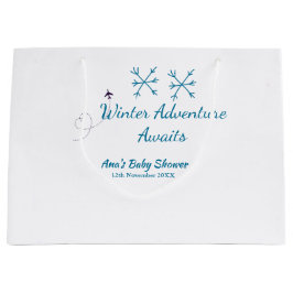 Winter Adventure awaits baby shower blue snowflake