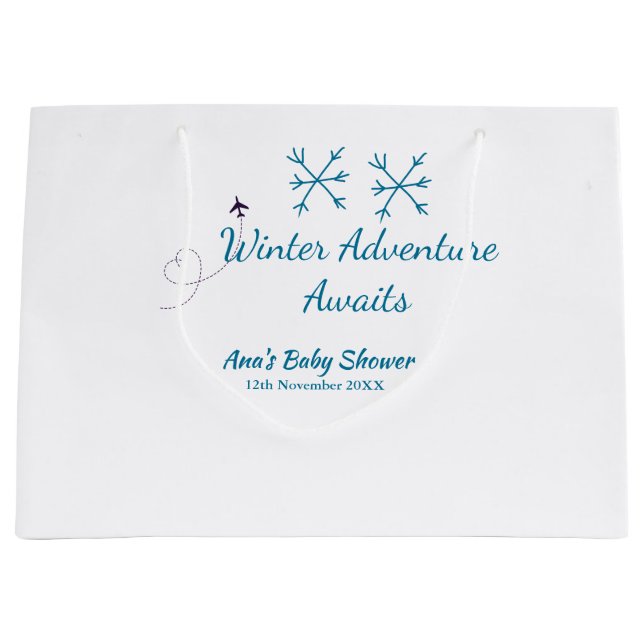 Winter Adventure awaits baby shower blue snowflake (Framsidan)