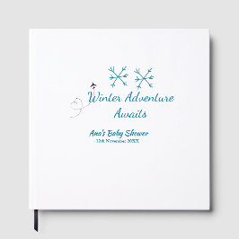 Winter Adventure awaits baby shower blue snowflake Gästböcker