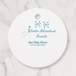 Winter Adventure awaits baby shower blue snowflake Gåvor Etiketter