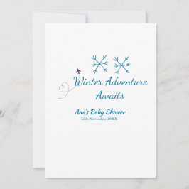 Winter Adventure awaits baby shower blue snowflake Inbjudningar