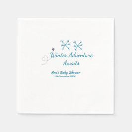 Winter Adventure awaits baby shower blue snowflake Pappersservett
