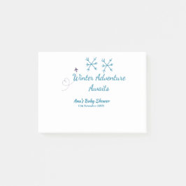 Winter Adventure awaits baby shower blue snowflake Post-it Block